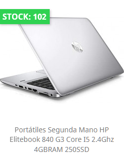 Portátiles segunda mano HP Elitebook 840 G3 Core i5 2.4Ghz 4GBRAM 250SSD